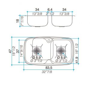 Bacha Acero Johnson Zara-D84A Doble Marmoleria Giacomo Portaro Planos