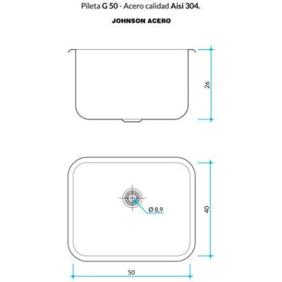 pileta G 50 johnson acero marmoleria portaro rosario medidas